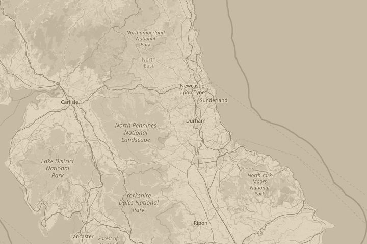 Map of the area around esh winning, county durham, centred on the reported position