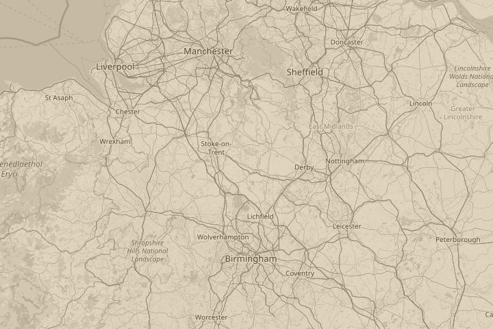 Map of the area around Cheadle, Stoke-on-trent,, centred on the reported position