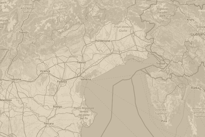 Map of the area around over Europe, centred on the reported position