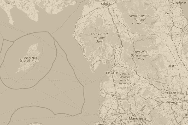 Map of the area around South Cumbria, centred on the reported position