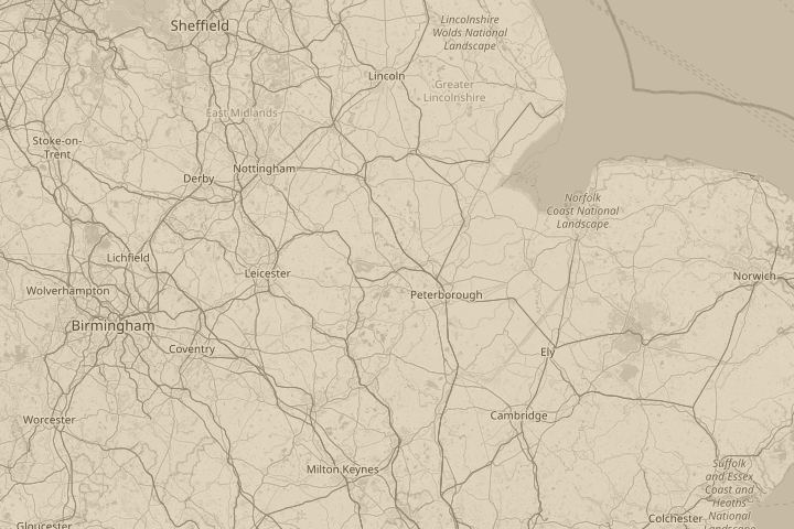 Map of the area around stamford lincolnshire, centred on the reported position