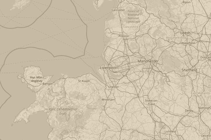 Map of the area around WIRRAL, centred on the reported position