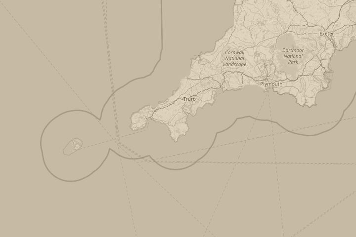 Map of the area around Constantine Cornwall, centred on the reported position
