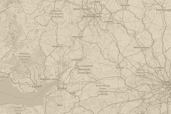 Map of the area around Priors Road, Cheltenham, centred on the reported position