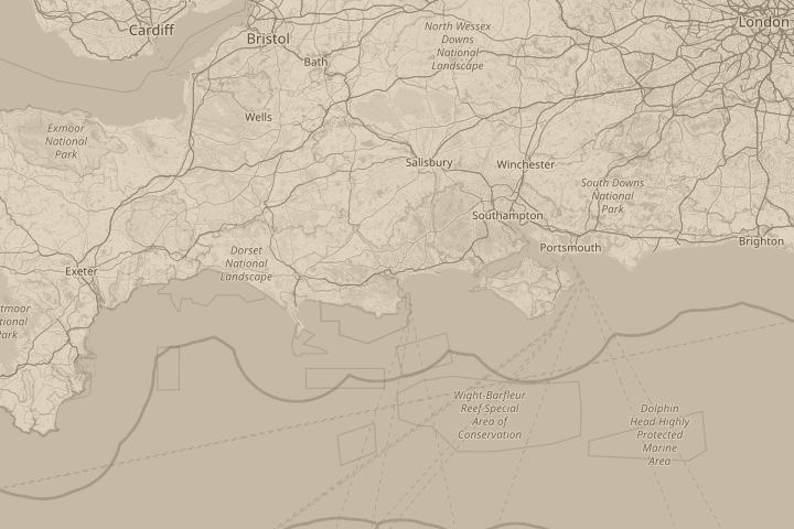 Map of the area around Tower Park, Poole Dorset, centred on the reported position