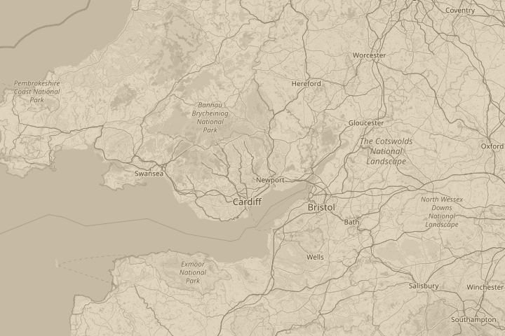 Map of the area around abercarn, newport, south wales, centred on the reported position