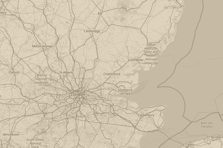 Map of the area around chelmsford, with the reported position circled