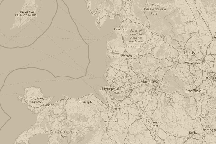 Map of the area around Over RAF Woodvale, Southport, centred on the reported position