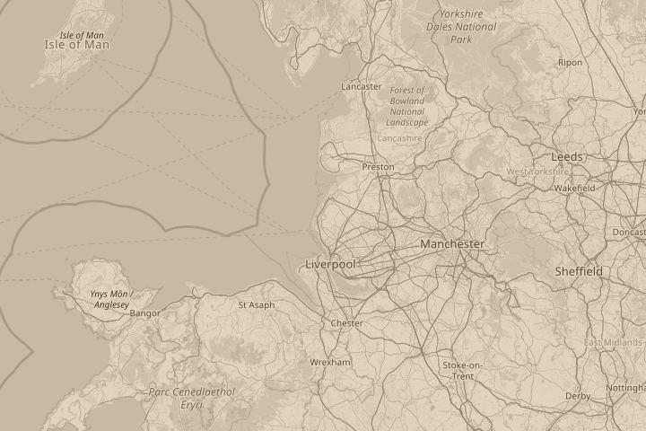 Map of the area around Over RAF Woodvale, Southport, centred on the reported position
