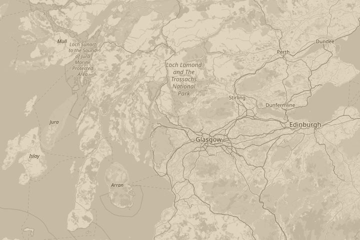 Map of the area around dumbartonshire, centred on the reported position