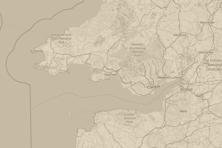 Map of the area around Swansea, centred on the reported position