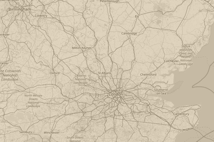 Map of the area around St. Albans, Hertfordshire, centred on the reported position