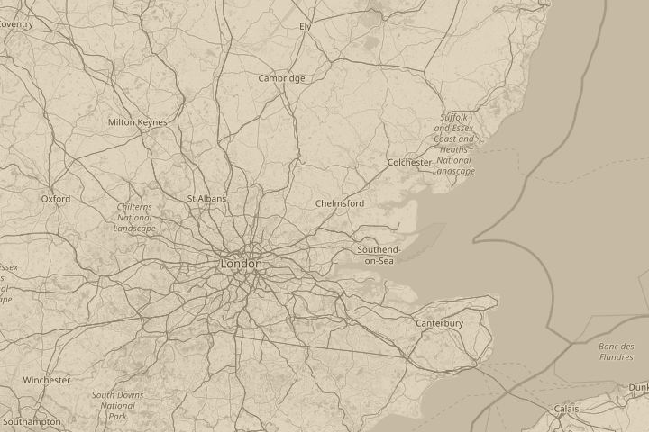 Map of the area around essex, centred on the reported position