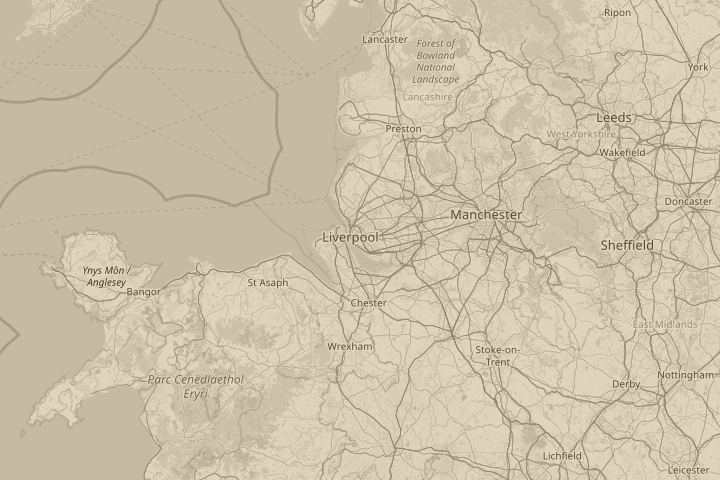 Map of the area around In the skies above Liverpool, centred on the reported position