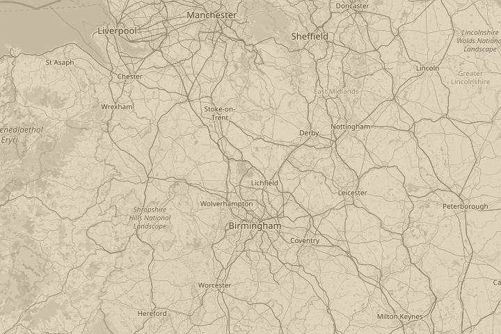 Map of the area around Rugeley,Staffs, centred on the reported position
