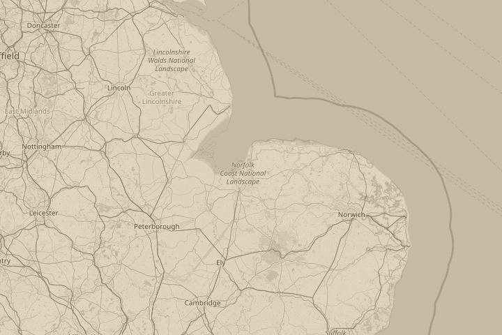 Map of the area around Over Dersingham, Norfolk, centred on the reported position