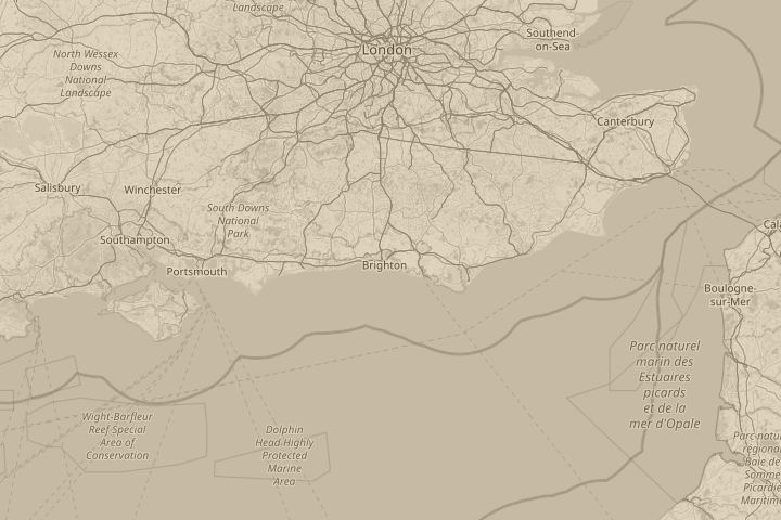 Map of the area around brighton, centred on the reported position