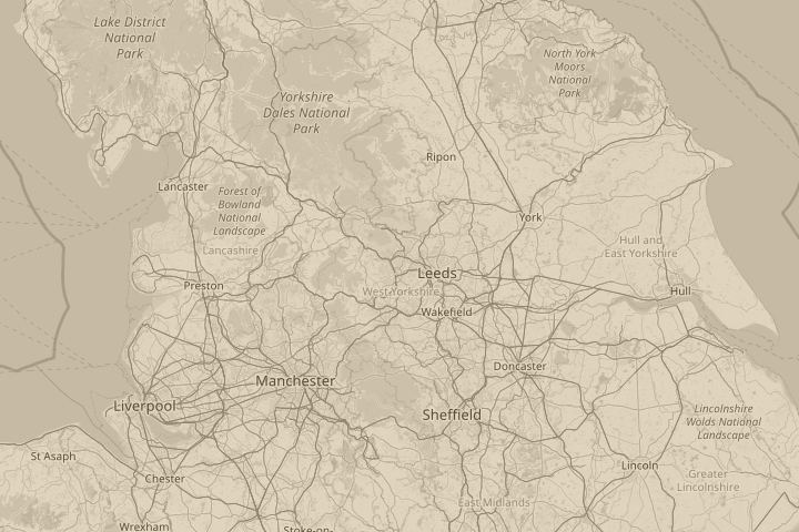Map of the area around Bradford, West Yorks, UK, centred on the reported position