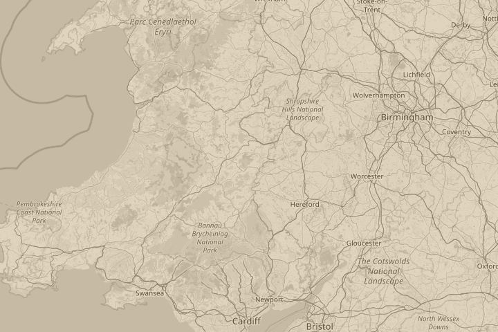 Map of the area around overhead, centred on the reported position