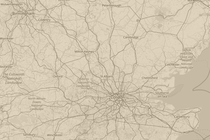 Map of the area around Harpenden Hertfordshire UK, centred on the reported position