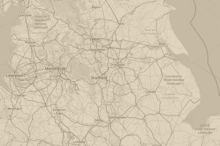 Map of the area around hovering above the trees, centred on the reported position
