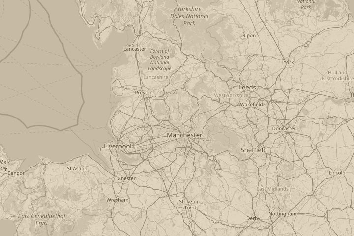 Map of the area around Bury Lancashire, centred on the reported position