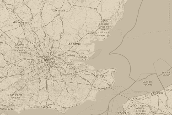 Map of the area around In the sky, over Southend, centred on the reported position