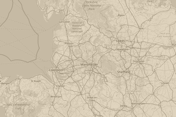 Map of the area around sky over house, Uk, Bury, centred on the reported position