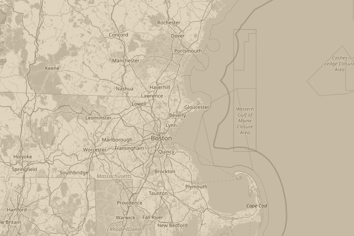 Map of the area around Salem, MA, centred on the reported position