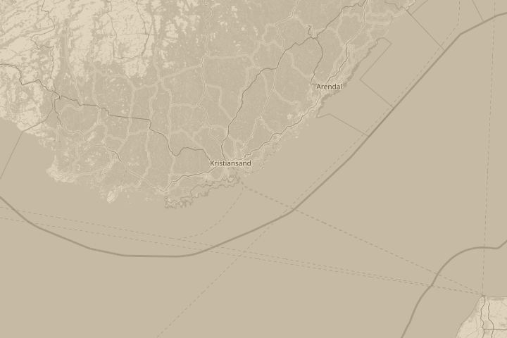 Map of the area around In Kristiansand Norway, centred on the reported position