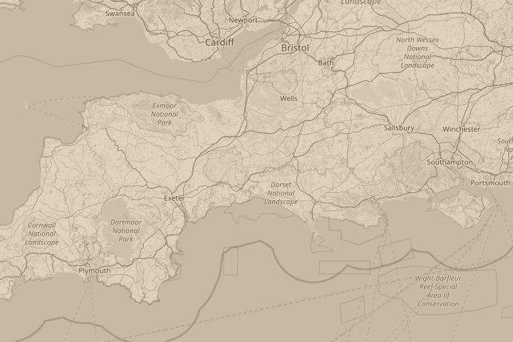 Map of the area around winsham, nr chard, somerset, centred on the reported position
