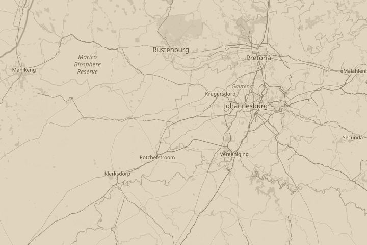 Map of the area around south africa johannesburg, centred on the reported position