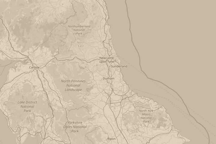 Map of the area around Chester-le-Street .  UK, centred on the reported position