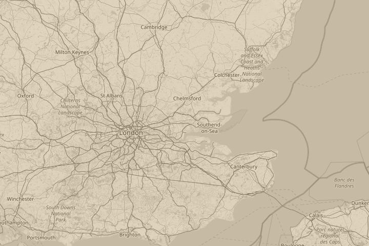 Map of the area around Basildon Essex, centred on the reported position