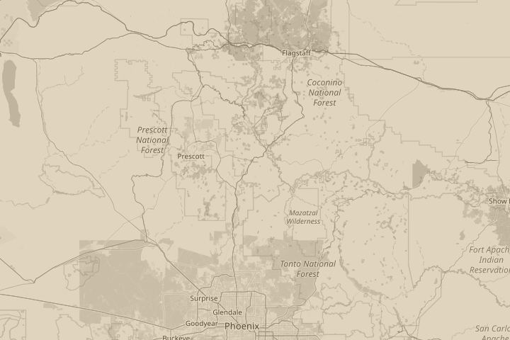 Map of the area around Tempe, Arizona/Chandler, Arizo, centred on the reported position