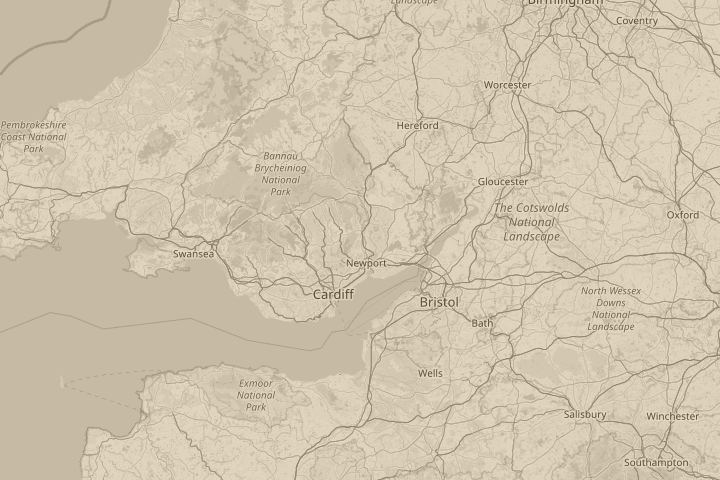 Map of the area around Cwmbran, UK, centred on the reported position