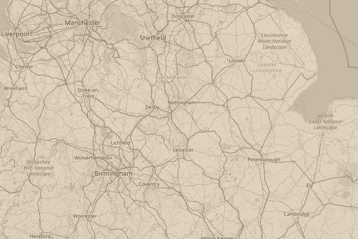 Map of the area around East Leake, centred on the reported position