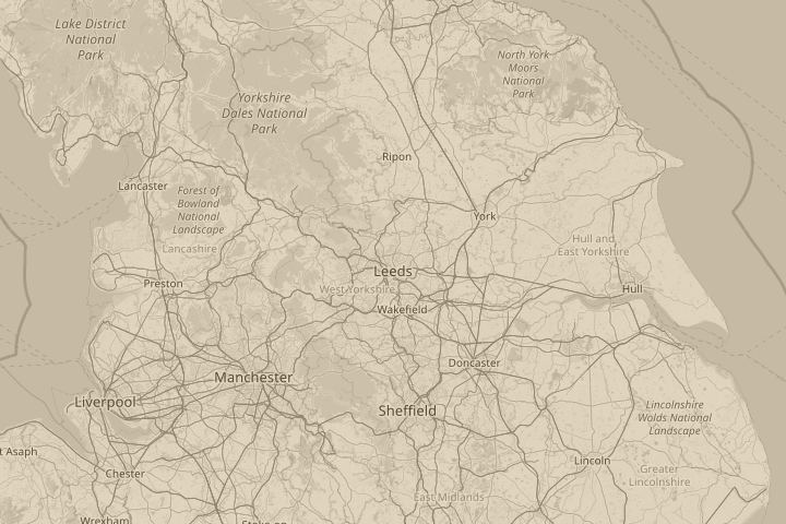 Map of the area around the sighting, centred on the reported position