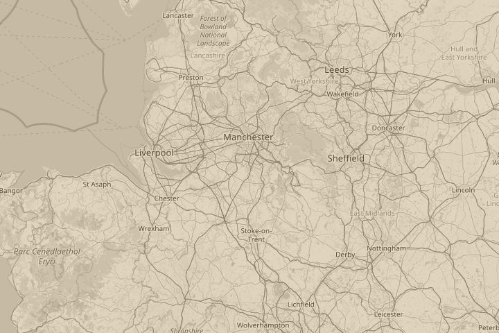 Map of the area around wilmslow, cheshire, UK, centred on the reported position