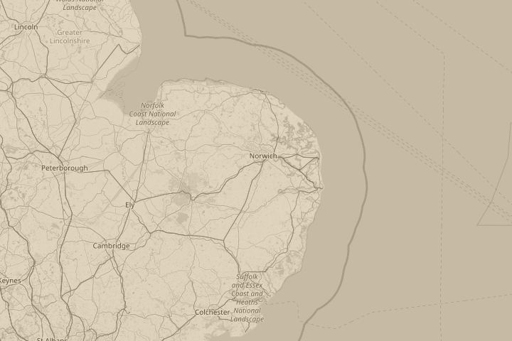Map of the area around mulbarton, centred on the reported position