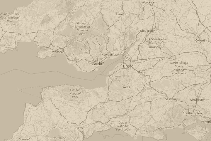 Map of the area around over the severn  from penarth, centred on the reported position