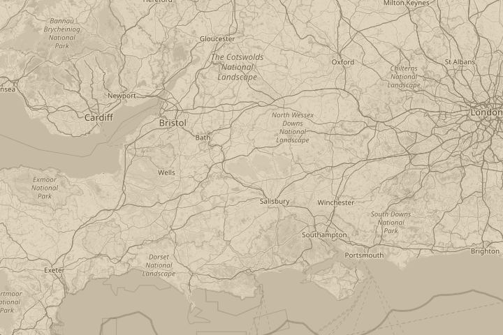 Map of the area around a field, centred on the reported position