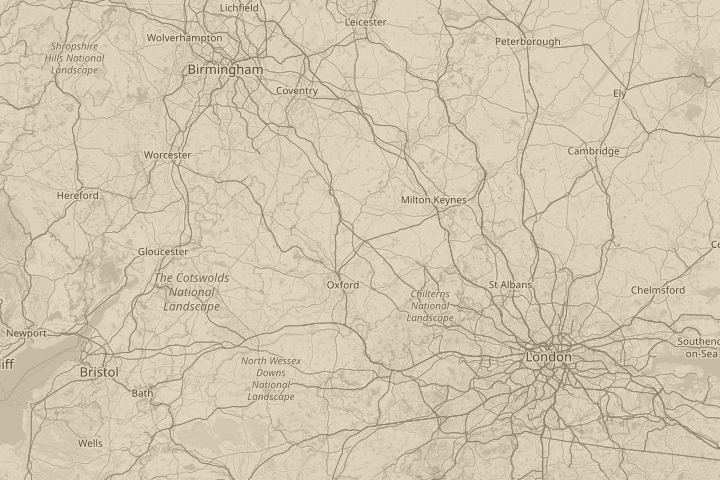 Map of the area around Bicester, Oxfordshire, centred on the reported position