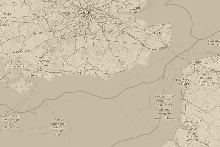 Map of the area around Eastbourne, centred on the reported position