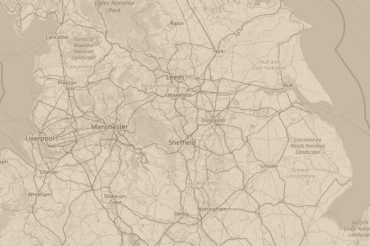Map of the area around Hoyland, Barnsley, centred on the reported position
