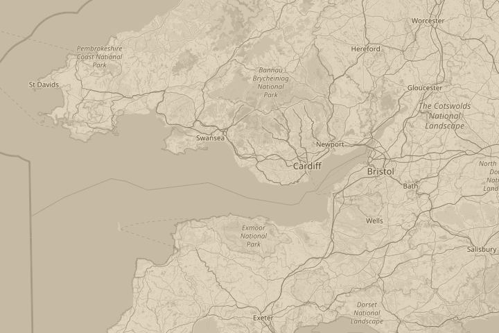 Map of the area around North Cornelly, South Wales, centred on the reported position