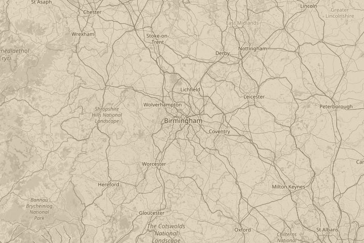 Map of the area around Edgbaston, Birmingham, UK, centred on the reported position