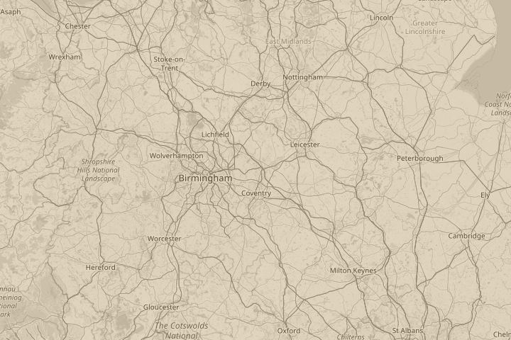 Map of the area around By Arbury woods Nuneaton, centred on the reported position