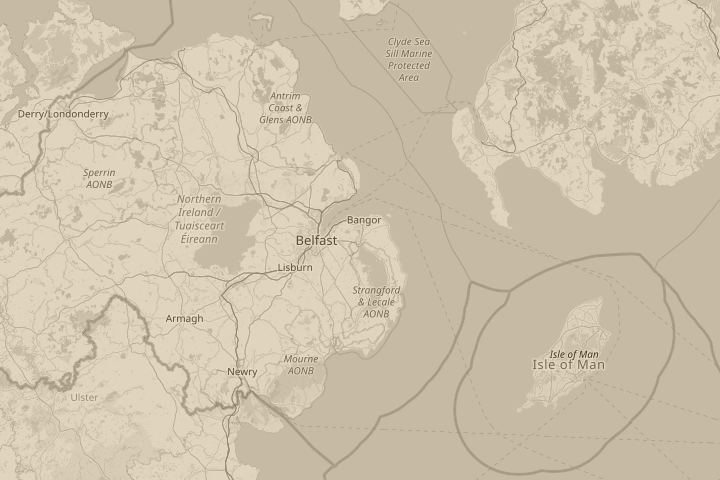 Map of the area around newtownards.Co Down N>Ire.,, centred on the reported position