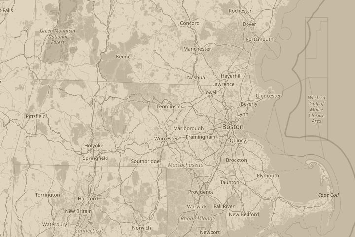Map of the area around the sighting, centred on the reported position